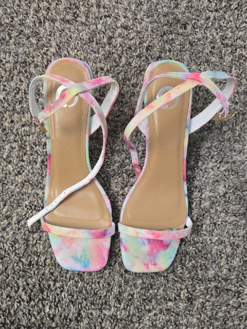 Journee Collection Chasity Tie Dye Block Heel Sandals Pink Size